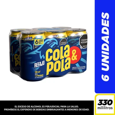 Refajo COLA Y POLA lata six pack (1980 ml)