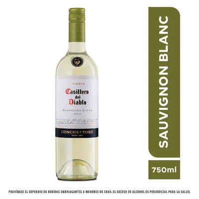 Vino blanco CASILLERO DEL DIABLO reserva concha y toro Sauvignon Blanc (750 ml)