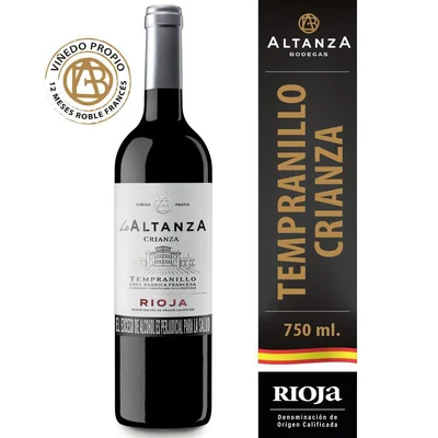 Vino tinto ALTANZA crianza Tempranillo (750 ml)