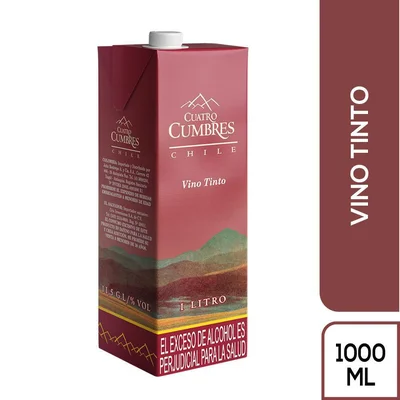Vino tinto CUATRO CUMBRES tetrapack (1000 ml)