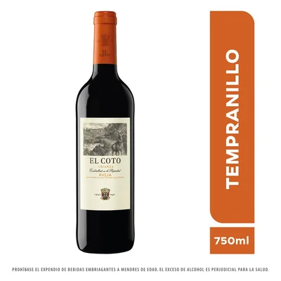 Vino tinto EL COTO tempranillo (750 ml)