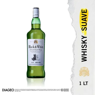 Whisky BLACK AND WHITE litro 8 Años (1000 ml)