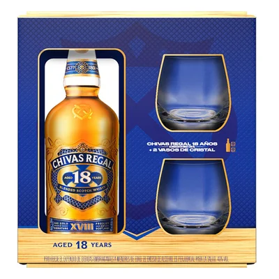 Whisky CHIVAS REGAL 18 años + 2 vasos (700 ml)