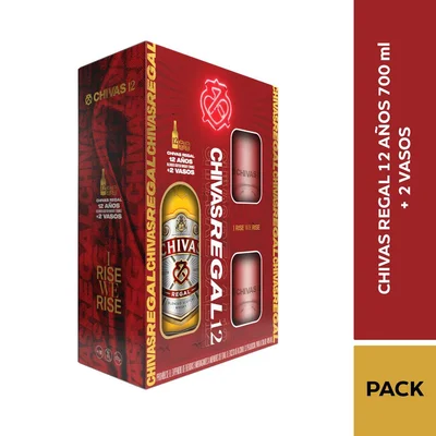 Whisky CHIVAS REGAL Blended Scoth + 2 vasos 12 años (700 ml)