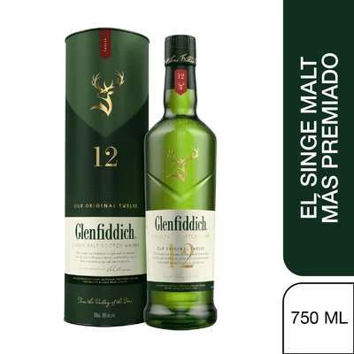 Whisky GLENFIDDICH Single Malt Scotch 12 años (750 ml)