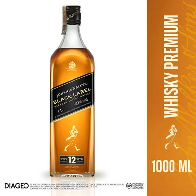 Whisky JOHNNIE WALKER. black label 12 Años (1000 ml)