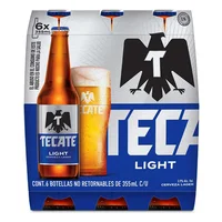 Cerveza Clara Tecate Light 6 botellas de 355ml
