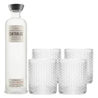 Mezcal Contraluz Rep Cristalino 100% 700 ml C/4 Vasos