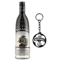 Ron Baraima Black Añejo Cristalino 7 Años 750 ml con Llavero Metálico Baraima