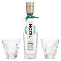Tequila Blanco Tezón 750 ml con 2 Vasos Karat