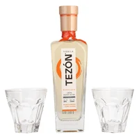 Tequila Reposado Tezón 750 ml con 2 Vasos Karat