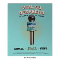 Vodka Absolut 750ml + Gin Beefeater Dry Gin 750ml + Un Micrófono Sala de Despecho