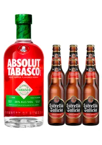 Vodka Absolut Tabasco 750 mL + Six Cerveza Estrella Galicia Especial 330 mL (OFERTA EXCLUSIVA EN LÍNEA)