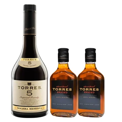 Brandy Torres 5 Solera Reserva 1.5 L + Bebida Alcohólica Torres Spiced 200 ml