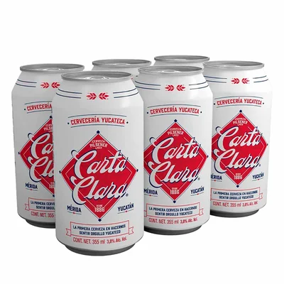Cerveza Carta Clara 6 latas de 355ml