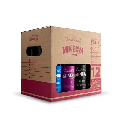 CERVEZA MINERVA CAJOTA FELIZ 12 PIEZAS 355ML