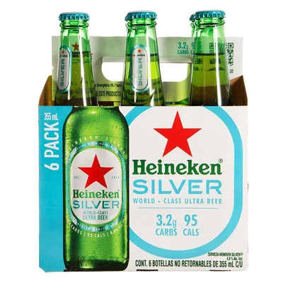 Cerveza Premium Heineken Silver 6 Pack Botella 355ml