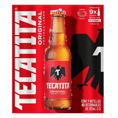 Cerveza Tecate Cuartito 9 Piezas 207 ml Botella