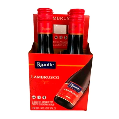 KIT 4 BOTELLAS VINO TINTO RIUNITE LAMBRUSCO 187ML