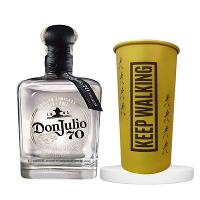 KIT TEQUILA DON JULIO 70 AÑEJO 700ML + VASO AMARILLO