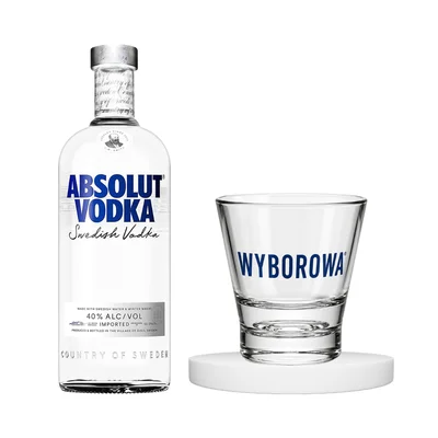 KIT VODKA ABSOLUT BLUE 750ML + VASO WYBOROBA
