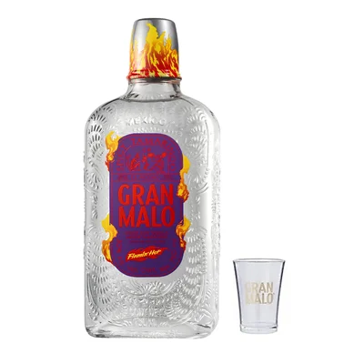 Licor De Tequila Gran Malo Flamin Hot 750 ml + Shot