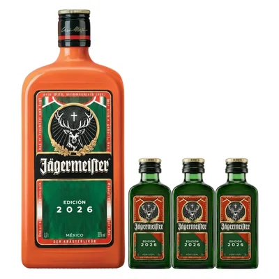Licor Jagermeister 56 Edic Naranja 700 ml C/3Bt 20 ml