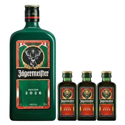 Licor Jagermeister 56 Edic Verde 700 ml C/3Bt 20 ml