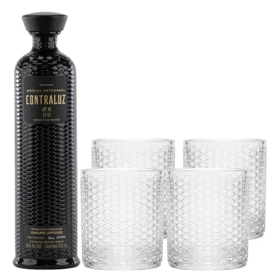 Mezcal Contraluz 11:11 Rep 100% 700 ml C/ 4 Vasos