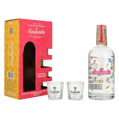 Mezcal El SanQuintín C/2 Vasos 750 ml