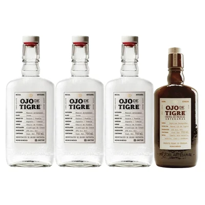 Mezcal Ojo De Tigre Joven 2botellas+Crema C/Joven Autografiada 750 ml