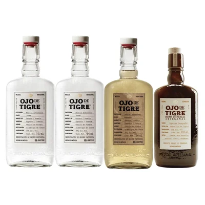 Mezcal Ojo De Tigre Joven+Reposado+Crema C/Joven Autografiada 750 ml