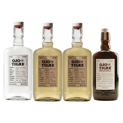 Mezcal Ojo De Tigre Reposado 2botellas+Crema C/Joven Autografiada 750 ml