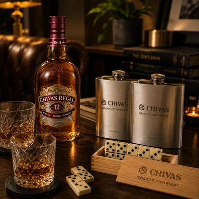 Pack Chivas Regal 12 Años 750 ml con 2 Licoreras