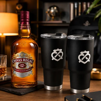 Pack Whisky Chivas Regal 12 Años 750 ml con 2 Termos de 300 ml y Bolsa de Yute