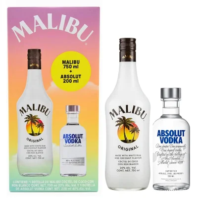 Ron Malibu 750 ml con Absolut Azul 200 ml