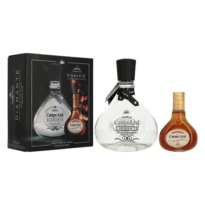 Tequila Campo Azul Añejo Cristalino 750 ml con Amareto 200 ml