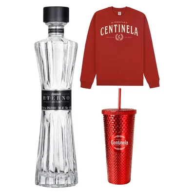 Tequila Centinela Eterno Extra Añejo Cristalino 100% 750 ml + Sudadera + Vaso