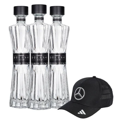Tequila Centinela Eterno Extra Añejo Cristalino 750ml 3 Bt C/Gorra Oficial F1 Mercedez Benz