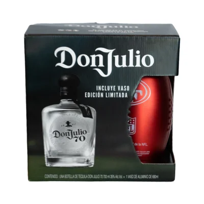Tequila Don Julio 70 Añejo Cristalino 700 ml. + Vaso NFL