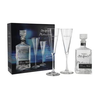 Tequila Don Ramón Platinium Añejo Cristalino 700 ml con 2 copas