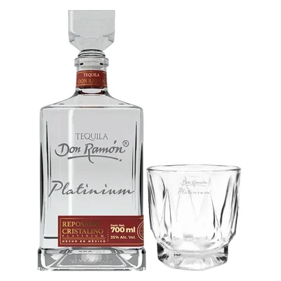 Tequila Don Ramón Platinium Reposado Cristalino 700 ml C/Vaso Don Ramón