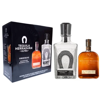 Tequila Herradura Ultra Añejo 100% 700 ml con Woodford 375 ml