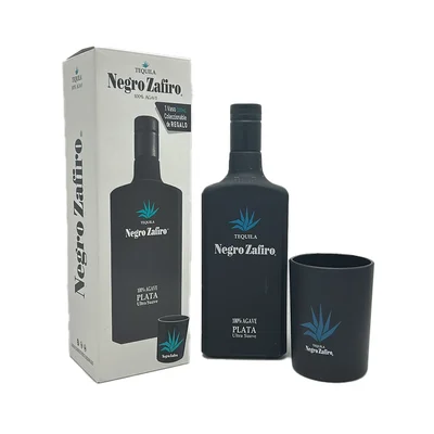 TEQUILA NEGRO ZAFIRO PLATA 750ML+ VASO