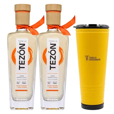 Tequila Tezón Rep 100% 750 ml 2 Bot C/Termo
