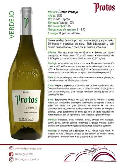 VINO BLANCO PROTOS VERDEJO 750ML