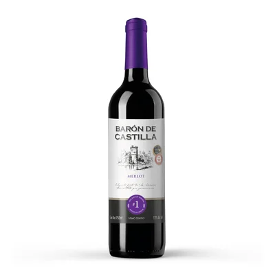 Vino Tinto Español Barón de Castilla Merlot de 750ml