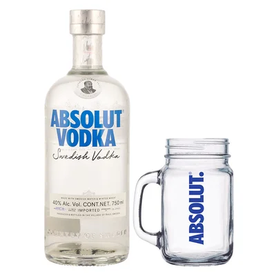Vodka Absolut Azul 750 ml c/Mason Jar