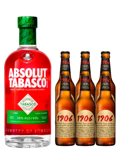 Vodka Absolut Tbasco 750 mL + Six Cerveza 1960 Reserva Especial 330 mL (OFERTA EXCLUSIVA EN LÍNEA)