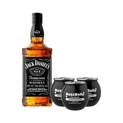 Whiskey Jack Daniels 700 ml. + 3 Bebida BuzzBallz Espresso Martini 200 ml.
